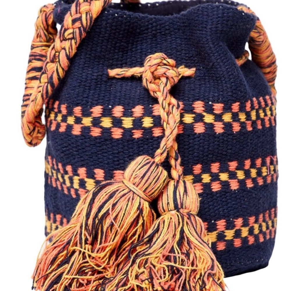 Beautiful colorful small woven canvas knit bag with braided strap - Net-a-Porter